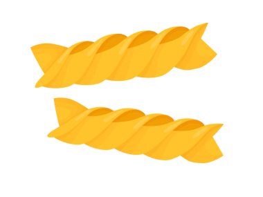 Makarna fusilli. Beyaz arkaplanda izole edilmiş İtalyan makarna çizimi.