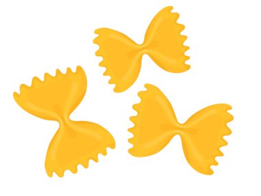 Makarna farfalle. Beyaz arkaplanda izole edilmiş İtalyan makarna çizimi.