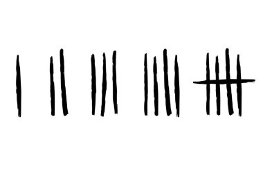 Uzun izler, hapishane duvarı izole edilmiş. Beyaz arkaplanda izole edilmiş işaret vektör illüstrasyonu sayılıyor. 