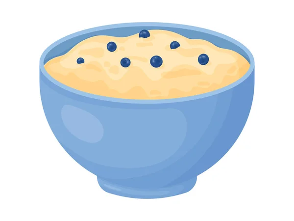 オートミール朝食カップ 穀物粥で 漫画風ミューズリー 白を基調としたベクトルイラスト — ストックベクタ