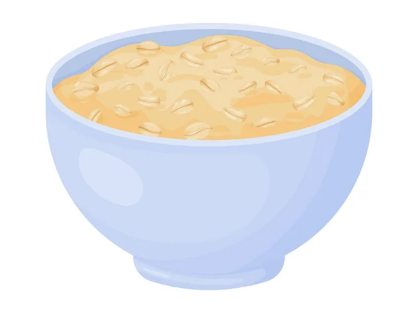 オートミール朝食カップ 穀物粥で 漫画風ミューズリー 白を基調としたベクトルイラスト — ストックベクタ