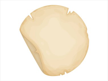 Daire parşömeni. Eski kağıt parşömen. Antika mektup, sertifika, hazine haritası ya da tarihi belge. Resimler beyaz arkaplanda izole edildi.