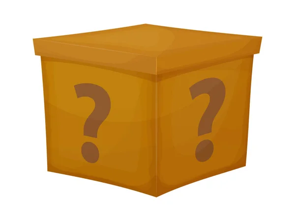 Gizem yarışması karton kutu. Gizemli kutu hediye soru simgesi.