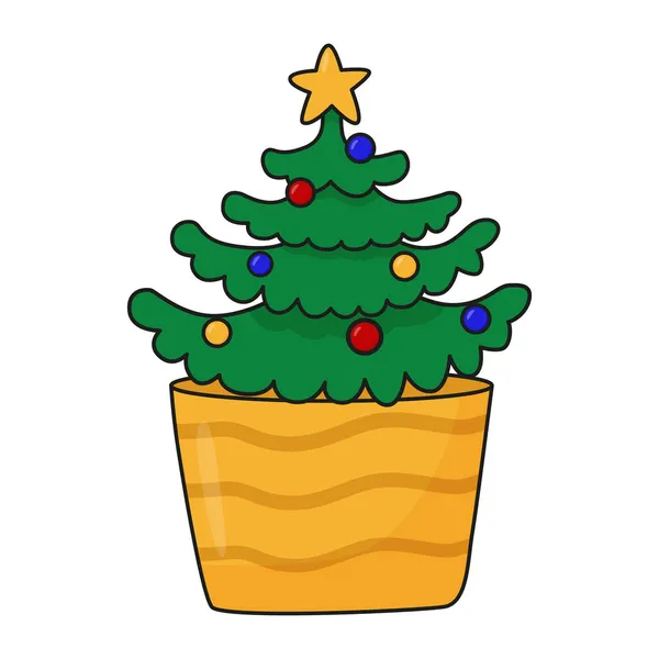 Árbol de Navidad. Ilustración simple del vector para la tarjeta de Año Nuevo, bandera. — Vector de stock