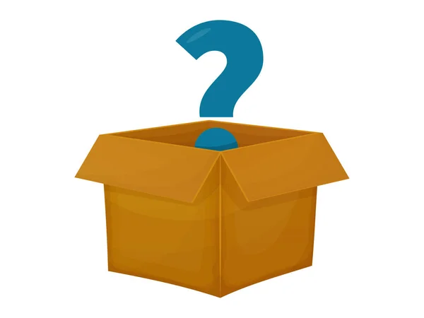 Mystery contest cardboard box with question. Mystery box gift question icon. — Stock Vector