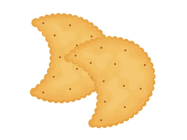 Des craquelins en forme de lune. Deux crackers. Illustration de nourriture, collations. Collation saine. — Image vectorielle