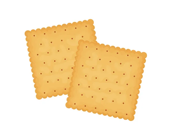 Square crackers. Two crackers. Illustration of food, snacks. Healthy snack. — Stock Vector