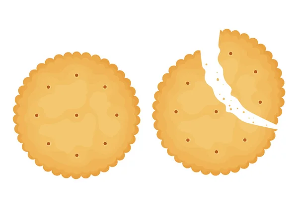 Круглі крекери. Два крекери. Ілюстрація їжі, закуски. Здорова закуска . — стоковий вектор