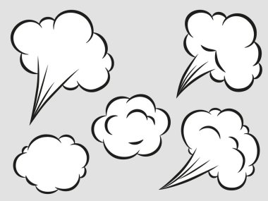 Çizgi roman tarzı hız ögeleri ayarlandı. Beyaz arka planda kötü koku bulutu izole.