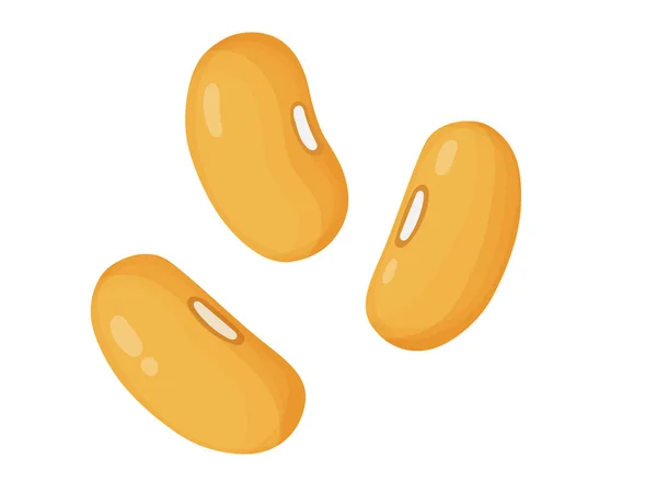 Habas de riñón. Frijoles amarillos en estilo de dibujos animados. Ilustración de comida vegetariana saludable. — Vector de stock