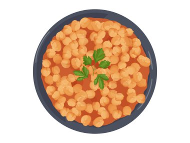 Kırmızı Channa. Channa Masala Hint yemekleri çizimi. 