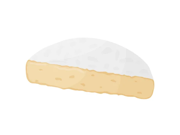 Bloco de queijo mole Camembert. Produto do mercado agrícola para etiqueta, cartaz, ícone, embalagem. — Vetor de Stock