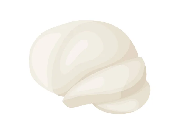 Bloque de queso blando Mozzarella. Producto de mercado agrícola para etiqueta, póster, icono, embalaje. — Vector de stock