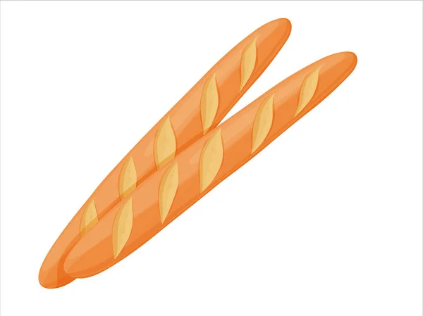 Свіжий французький багет. Довгий хліб. Хлібобулочні на сніданок . — стоковий вектор