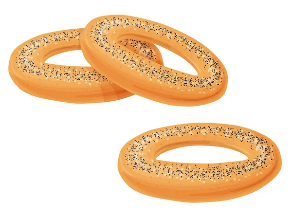 Skål för Bagel. Ryska bageri produkt i tecknad stil. Färska hälsosamma livsmedel. — Stock vektor