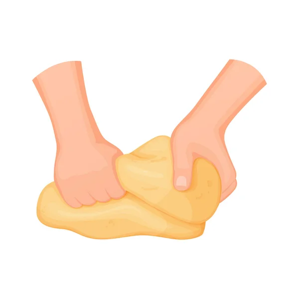 Руки Коленях Раскатал Тесто Выпечки Пиццы Печенья Печенья Хлеба Векторная — стоковый вектор