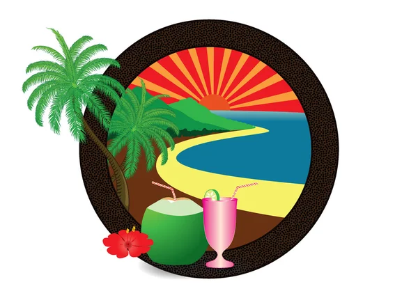 Icono de playa o logotipo — Vector de stock