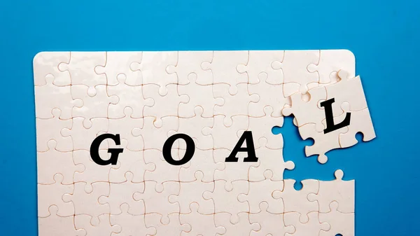 Selective Focis Word Goal Blue Background Goal Achievment People Every — Stock Photo, Image