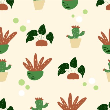 Beyaz arkaplanda kaktüssüz desen farklı türde ve 