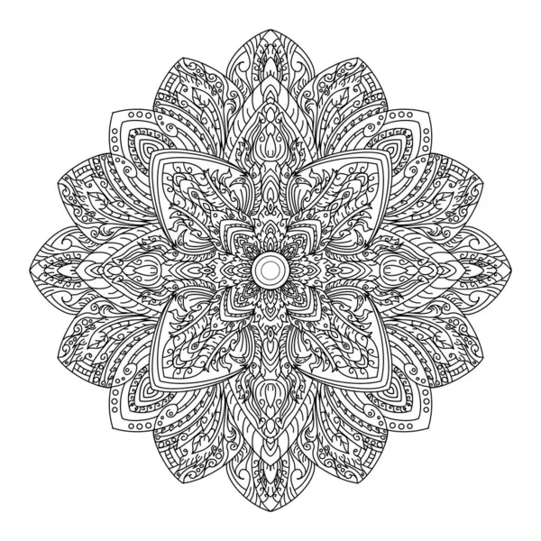 Mandala Scarabocchio Disegnato Mano Monotona Mandala Etnico Con Ornamento Monotono — Foto Stock