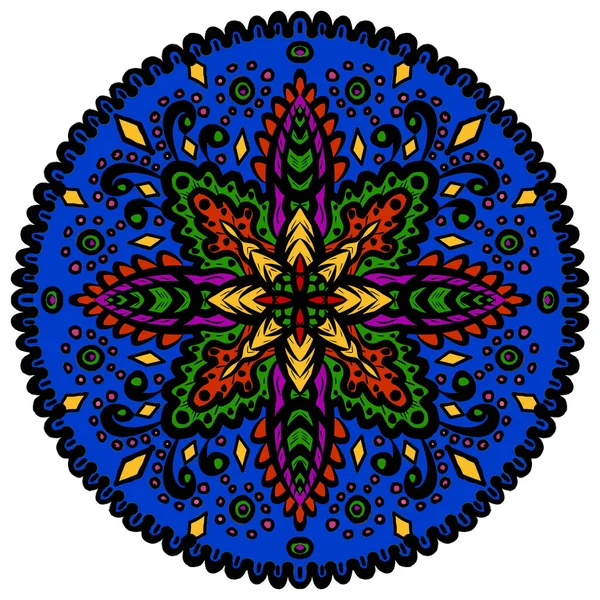Mandala Scarabocchiata Disegnata Mano Mandala Etnico Con Ornamento Colorato Applicata — Foto Stock