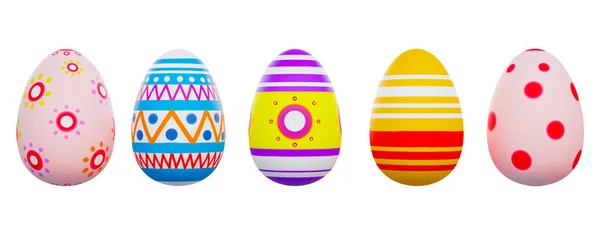Fondo Blanco Huevos Pascua Coloridos Para Día Pascua Render —  Fotos de Stock