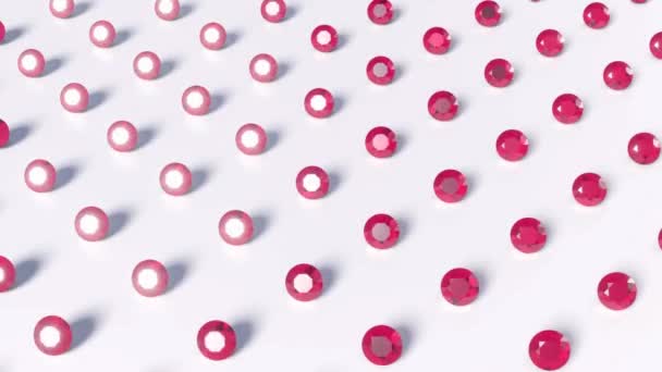 红宝石钻石集团放置在白色背景3D渲染 — 图库视频影像