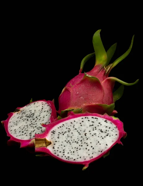 Schöne Frische Scheiben Geschnittene Weiße Drachenfrucht Nahaufnahme Zoom Samen — Stockfoto