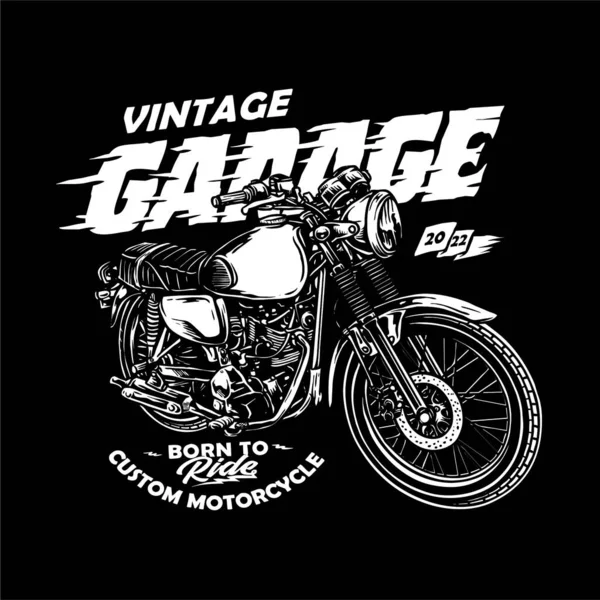 Vector Vintage Bike Custom Motorcycle Illustration — Διανυσματικό Αρχείο