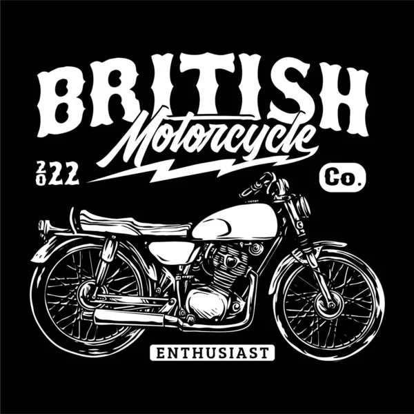 Vector Vintage Bike Custom Motorcycle Illustration — Stok Vektör