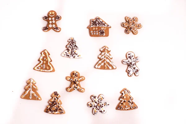 Christmas Gingerbread Cookies White Background — Stock Photo, Image