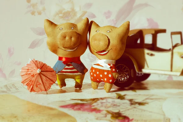 Funny handmade pigs — Stock Photo, Image