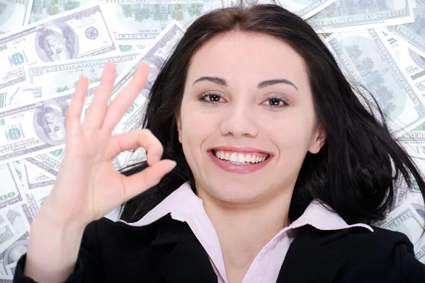 Business woman and money — Stock Photo, Image