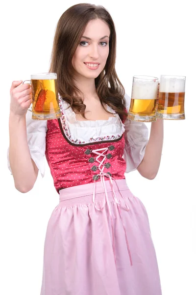 Girl with beer — Stock Photo, Image
