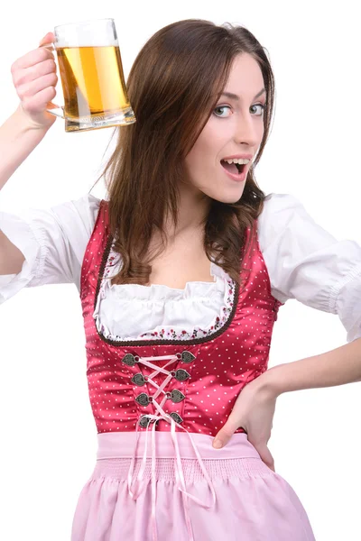 Meisje met bier — Stockfoto