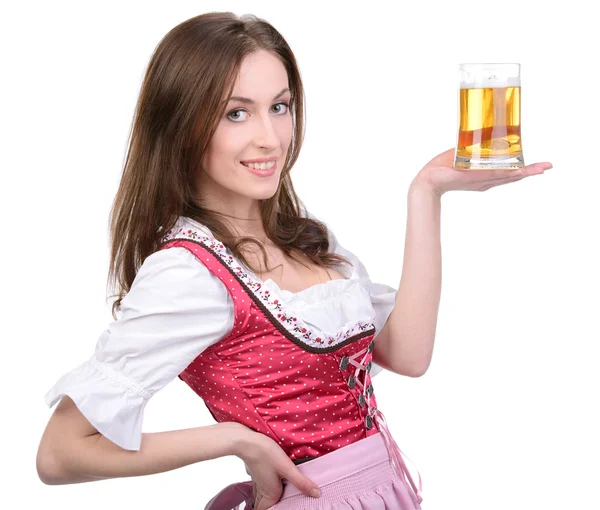 Chica con cerveza — Foto de Stock