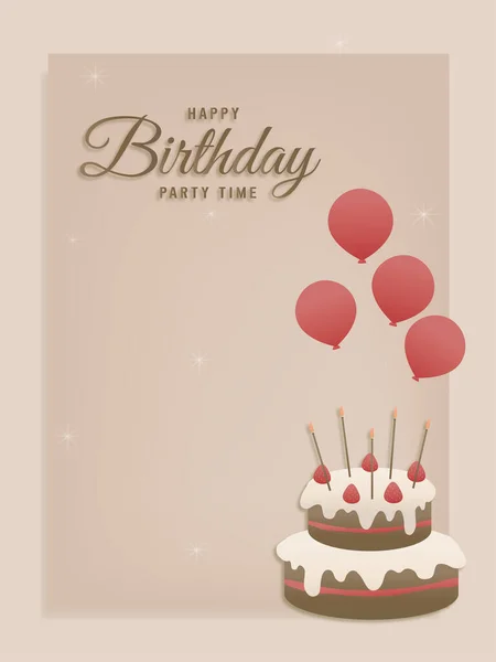 Happy birthday minimal style background with a cake strawberry, party card template paper, and papercraft style vector illustration.