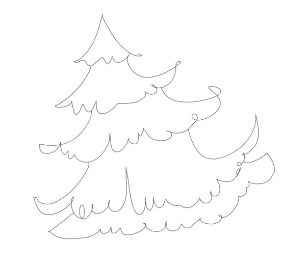 Beyaz arkaplanda izole edilmiş minimalist çizim Noel ağacı anahatları