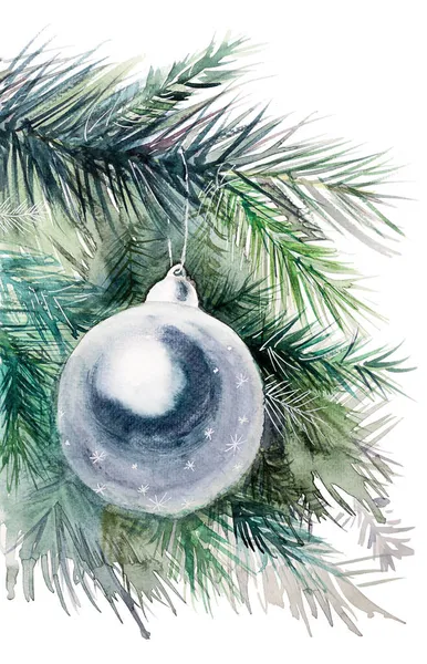 Beyaz arkaplanda izole edilmiş Noel ağacı süsleri