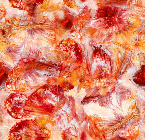 Abstract Rode Bloemen Achtergrond Naadloos Patroon — Stockfoto