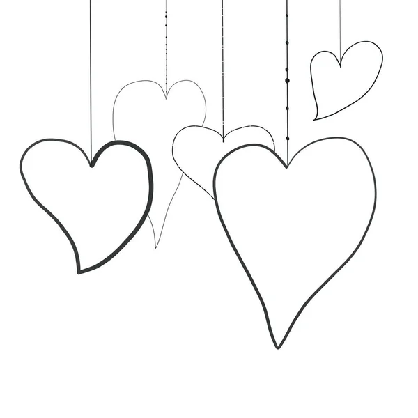 Начерки Сердець Мотузках Ізольовані Білому Тлі — стокове фото