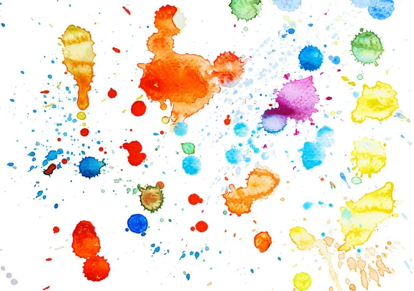 Multicolored watercolor stains, blobs isolated on white background