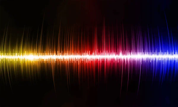 Multicolored curved sound wave on black background illustration