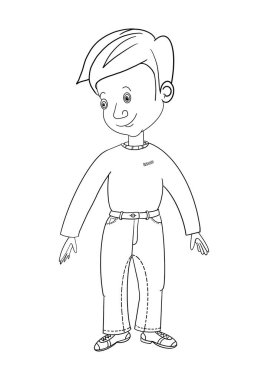 Beyaz arka planda izole edilmiş sevimli okul çocuğu ana hatları