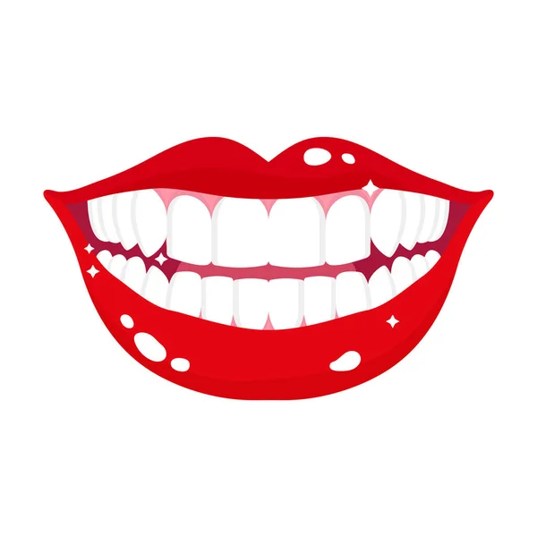 ベクトル漫画は健康的で白い歯で笑顔の口を輝きます 歯科概念 — ストックベクタ