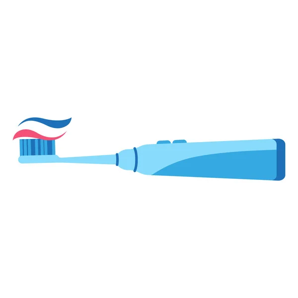 Vector Cartoon Elektrische Tandenborstel Met Geperste Tandpasta Tandheelkundig Concept — Stockvector