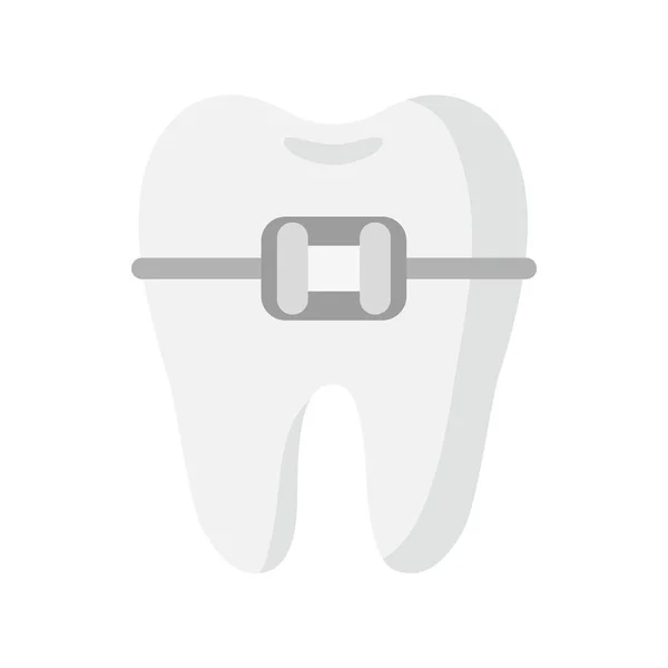 Dent Dessin Animé Vectoriel Avec Orthèses Orthodontiques Concept Dentaire — Image vectorielle