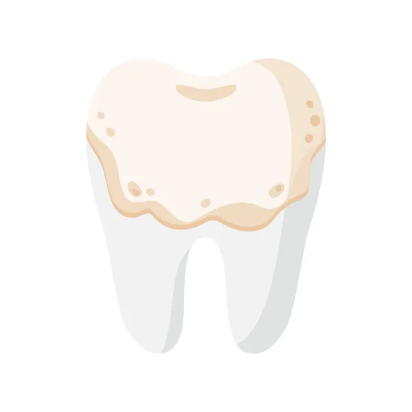 Dent Vectorielle Dessin Animé Avec Plaque Dentaire Jaune Concept Dentaire — Image vectorielle