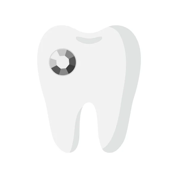 Vector Cartoon Tooth Inlaid Diamonds Dental Concept — Stock Vector