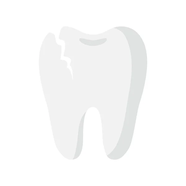 Dent Vectorielle Dessin Animé Avec Fissure Dentaire Maladie Douloureuse Concept — Image vectorielle
